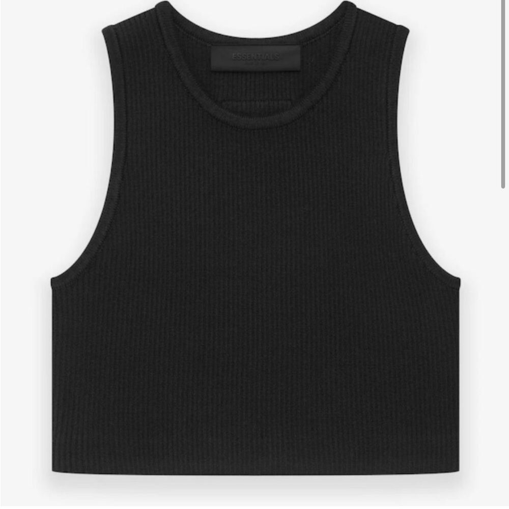 FEAR OF GOD ESSENTIALS logo patched ribbed crop top